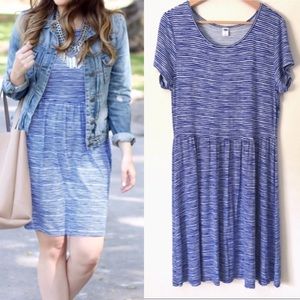 Old Navy Fit & Flare Blue Striped Dress